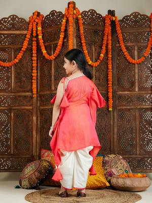girls' rose pink dhoti set 3