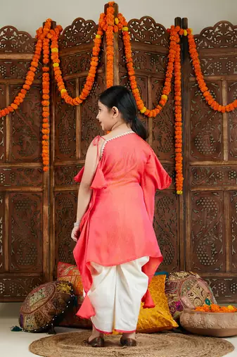 girls' rose pink dhoti set