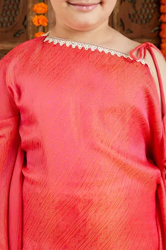 girls' rose pink dhoti set