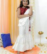  girls' maroon and cream palazzo set