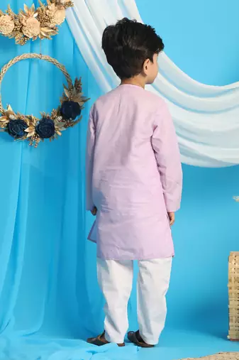 purple and white kurta pyjama set