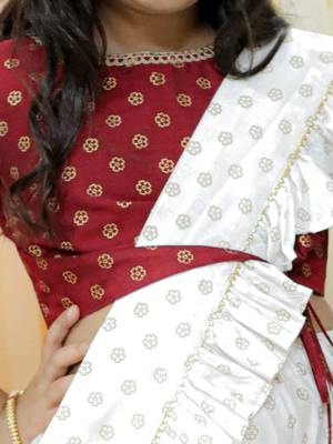  girls' maroon and cream palazzo set 4