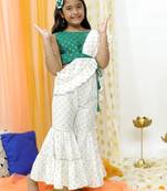  girls' green and cream palazzo set