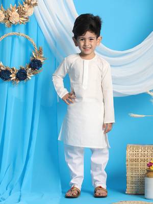 cream and white kurta pyjama set 1