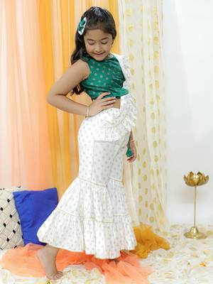  girls' green and cream palazzo set 2