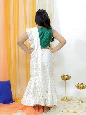  girls' green and cream palazzo set 3