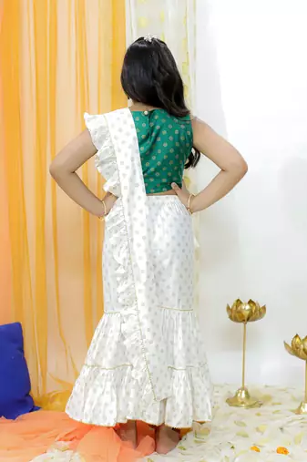  girls' green and cream palazzo set