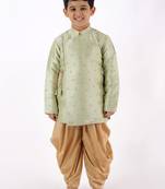  boys' green and rose gold kurta dhoti set
