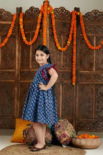  girls' indigo blue dress