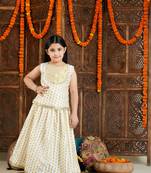  girls' cream and gold lehenga