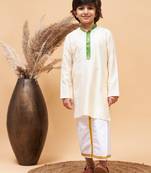 Vastramay boys' cream kurta and mundu set