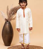 cream kurta and mundu set