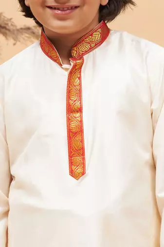 cream kurta and mundu set