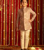 boys' pink and cream sherwani set