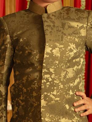 green and cream sherwani set 4