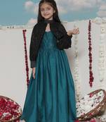  girls' green and black ethnic dress