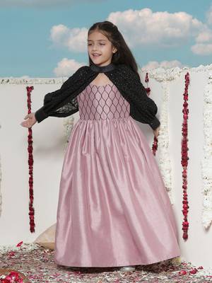  girls' pink and black ethnic dress 1