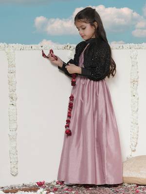  girls' pink and black ethnic dress 2