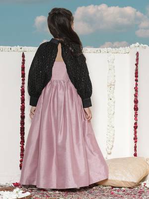  girls' pink and black ethnic dress 3