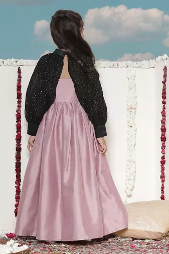  girls' pink and black ethnic dress