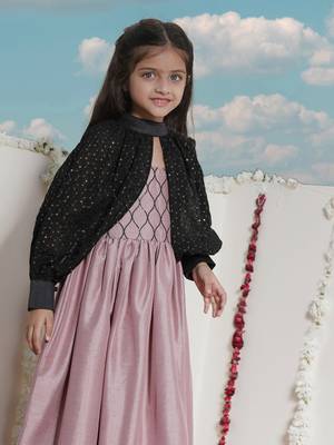  girls' pink and black ethnic dress 4