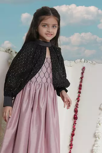  girls' pink and black ethnic dress