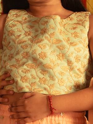  girls' mint green and peach lehenga 4