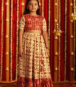 girls' red and cream lehenga set