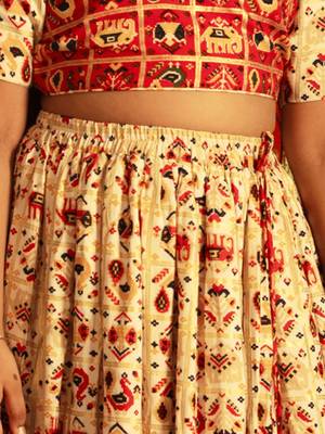  girls' red and cream lehenga set 4