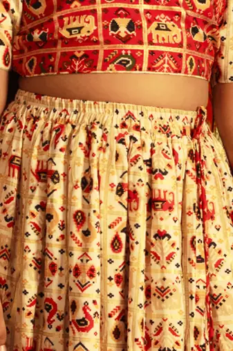  girls' red and cream lehenga set