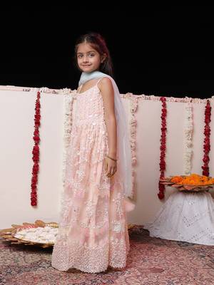  girls' peach anarkali set 2