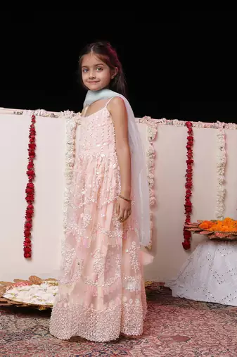  girls' peach anarkali set