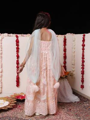  girls' peach anarkali set 3