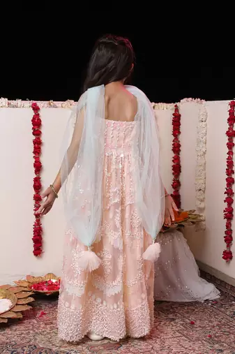  girls' peach anarkali set