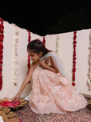  girls' peach anarkali set 4