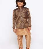 Jbn creation boys' rose gold cotton blend sherwani and churidar set