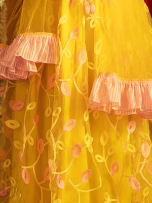  girls' pink and yellow lehenga set 4