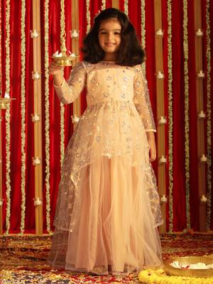  girls' peach lehenga set 1