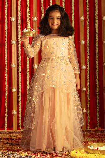  girls' peach lehenga set