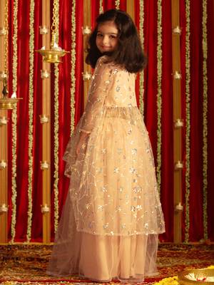  girls' peach lehenga set 3