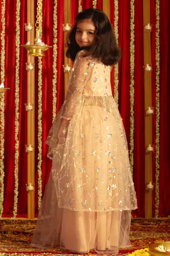  girls' peach lehenga set