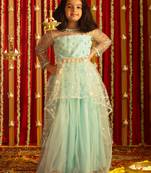  girls' aqua lehenga set