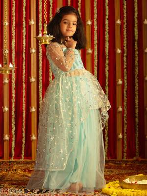  girls' aqua lehenga set 2