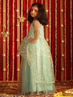  girls' aqua lehenga set 3
