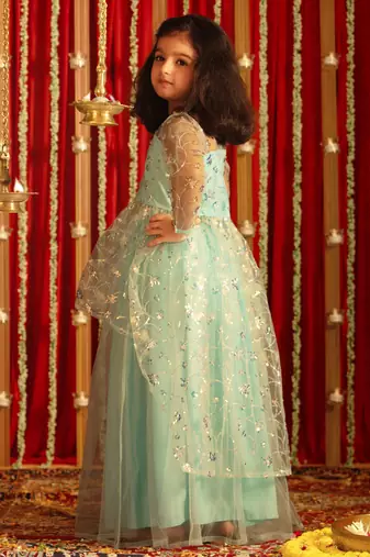  girls' aqua lehenga set