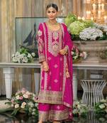 Pink Colour Embroidered SILK Party Wear SALWAR SUIT SET