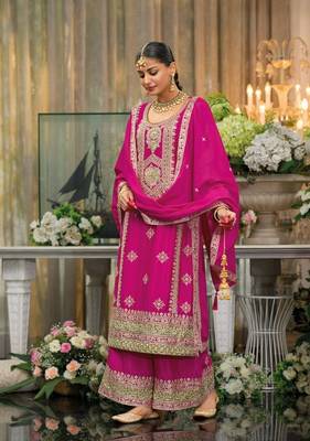 Pink Colour Embroidered SILK Party Wear SALWAR SUIT SET 3