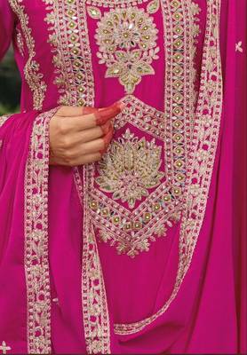 Pink Colour Embroidered SILK Party Wear SALWAR SUIT SET 5