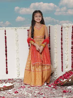  girls' mustard lehenga set 1