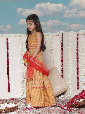  girls' mustard lehenga set 2